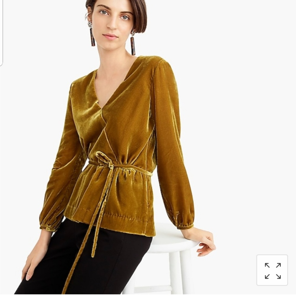 NWT J Crew Drapey Velvet Wrap Top Sz 10